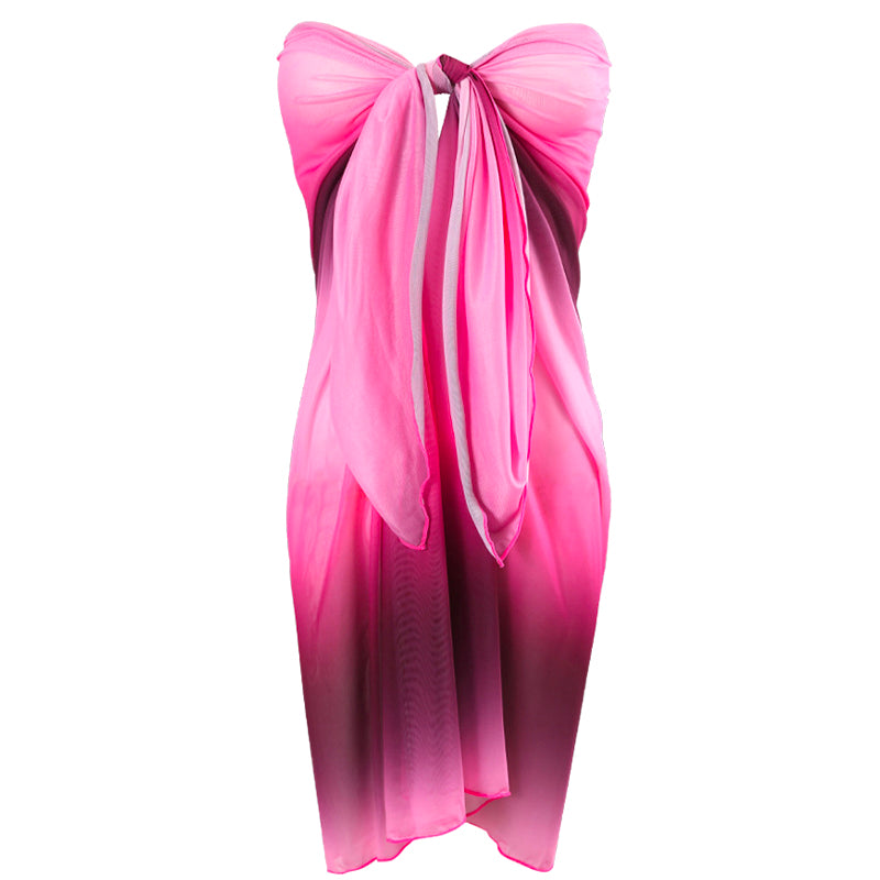 Pink Sunset Ombre Beach Sarong Wrap- Swim Cover Up