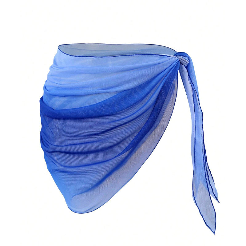 Ocean Blue Ombre Beach Sarong Wrap- Swim Cover Up