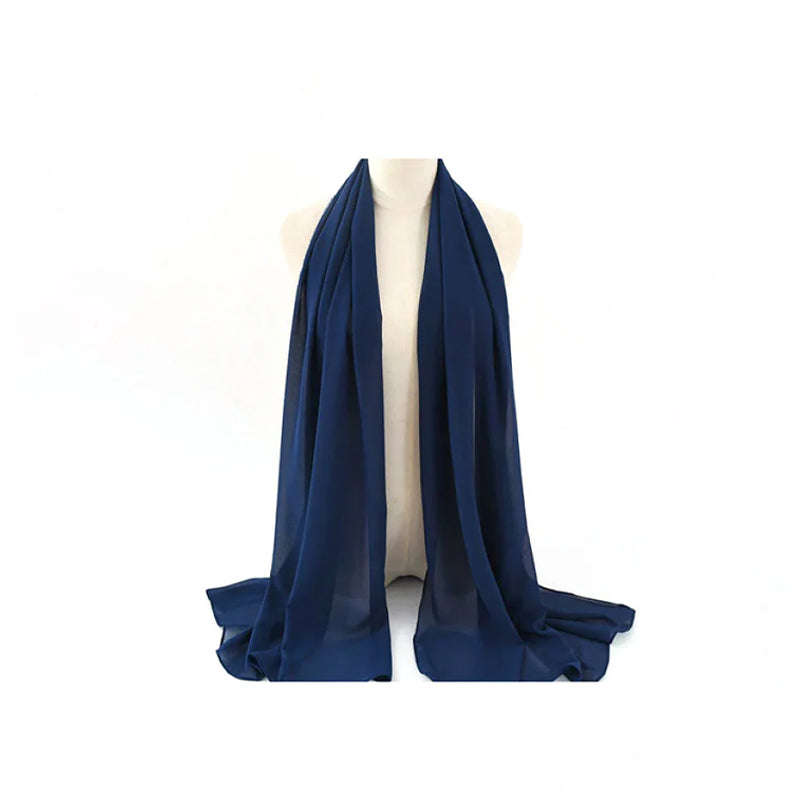 Rania Whisper Flowy Chiffon Hijab – Navy Blue