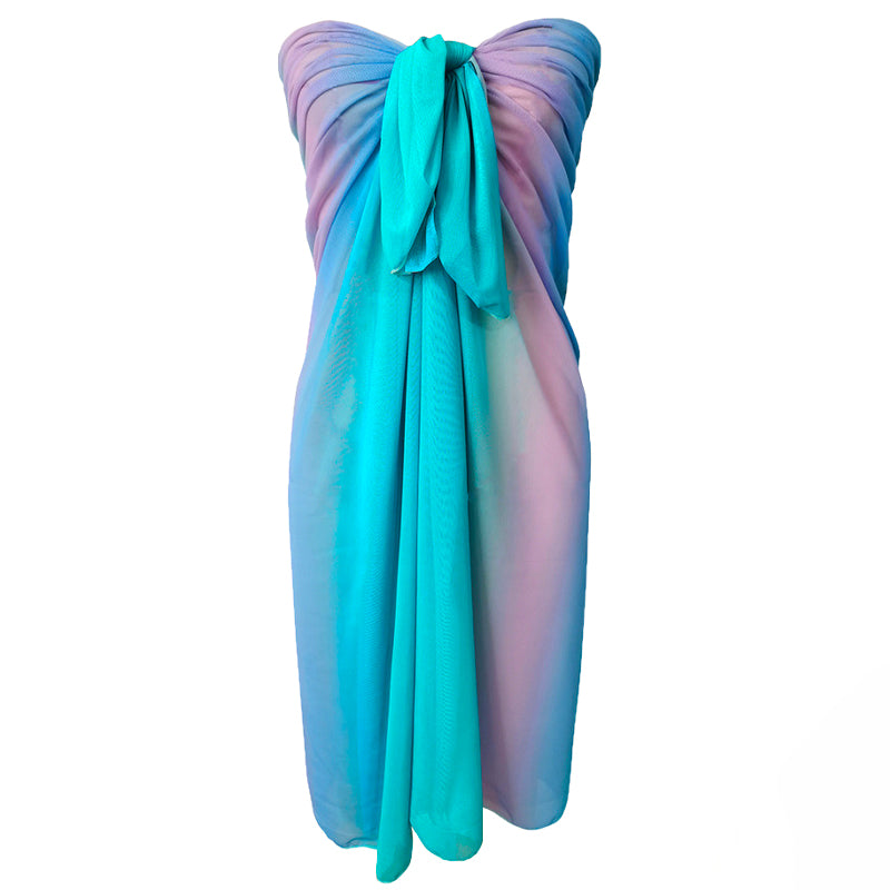 Ocean Mist Ombre Beach Sarong Wrap- Swim Cover Up