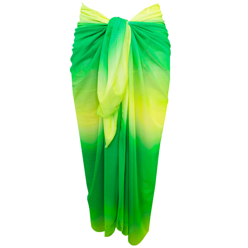 Lime Breeze Ombre Beach Sarong Wrap- Swim Cover Up