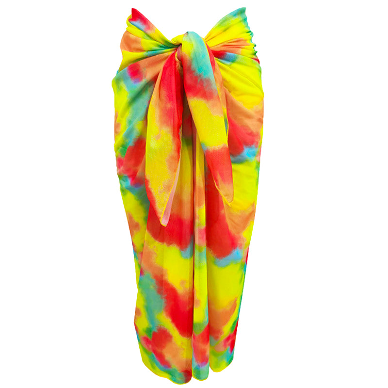 Rainbow Splash Beach Sarong Wrap- Swim Cover Up