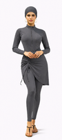 Inaya Modest Burkini 3-Piece Full Coverage Swim Set-Deep Graphite Grey