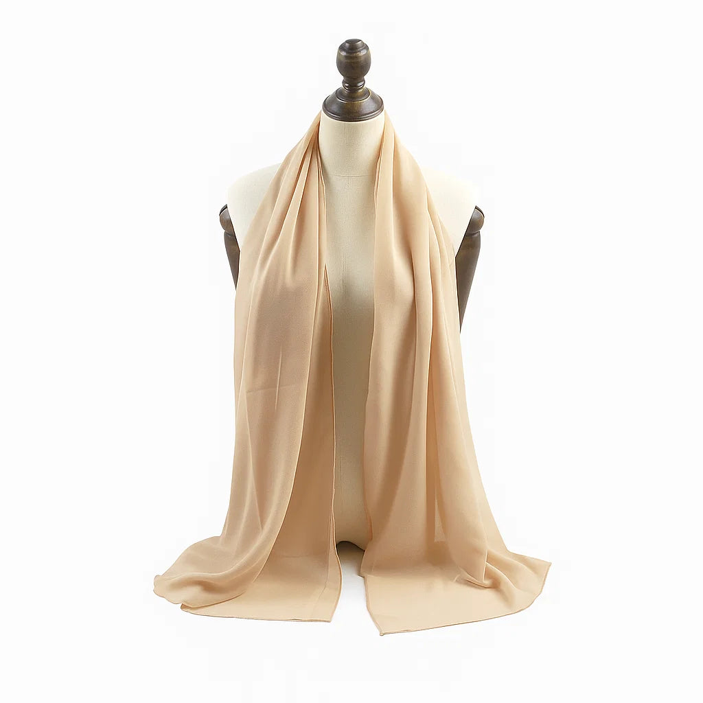 Rania Whisper Flowy Chiffon Hijab – Nude Beige