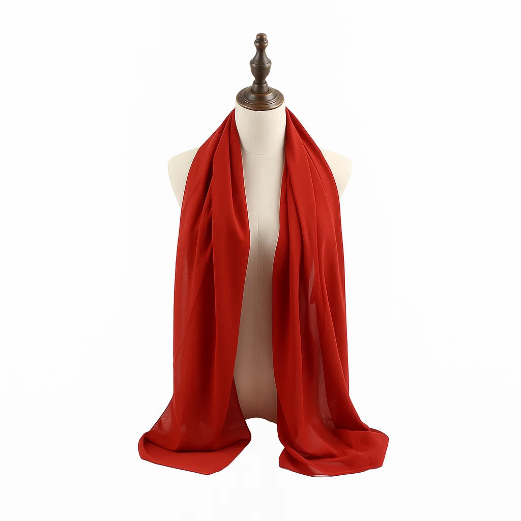 Rania Whisper Flowy Chiffon Hijab – Crimson Red