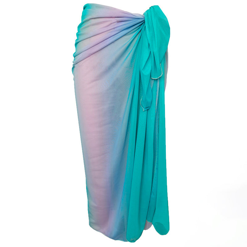 Ocean Mist Ombre Beach Sarong Wrap- Swim Cover Up