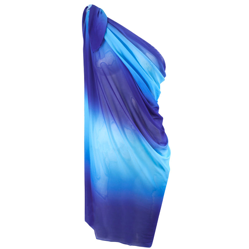 Midnight Wave Ombre Beach Sarong Wrap- Swim Cover Up