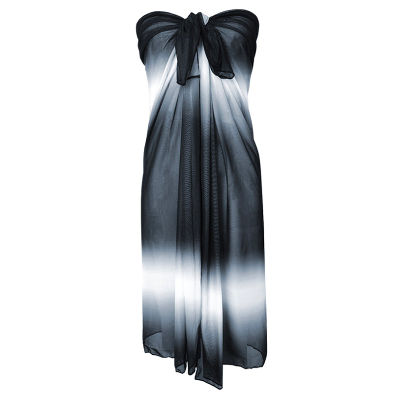 Monochrome Ombre Beach Sarong Wrap- Swim Cover Up