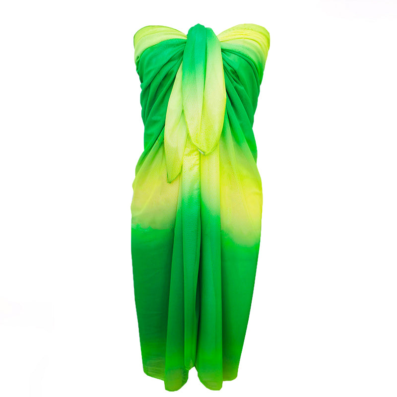 Lime Breeze Ombre Beach Sarong Wrap- Swim Cover Up