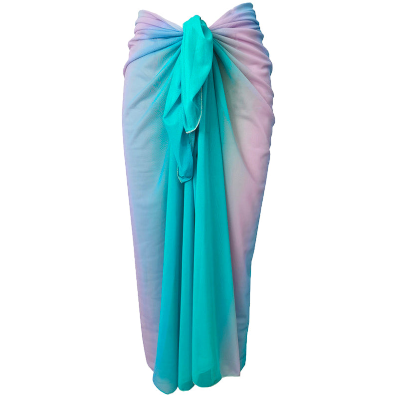 Ocean Mist Ombre Beach Sarong Wrap- Swim Cover Up
