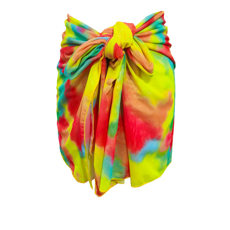 Rainbow Splash Beach Sarong Wrap- Swim Cover Up