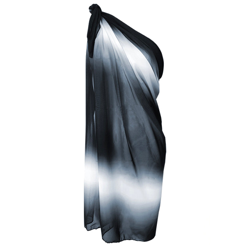 Monochrome Ombre Beach Sarong Wrap- Swim Cover Up