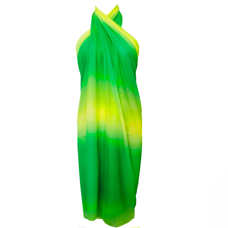 Lime Breeze Ombre Beach Sarong Wrap- Swim Cover Up