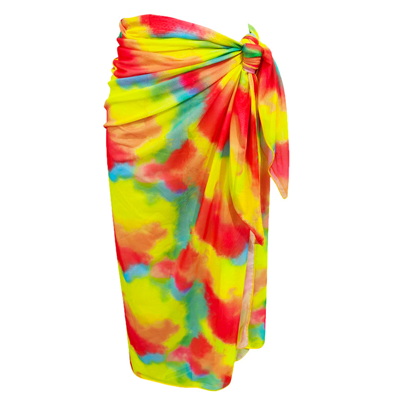 Rainbow Splash Beach Sarong Wrap- Swim Cover Up