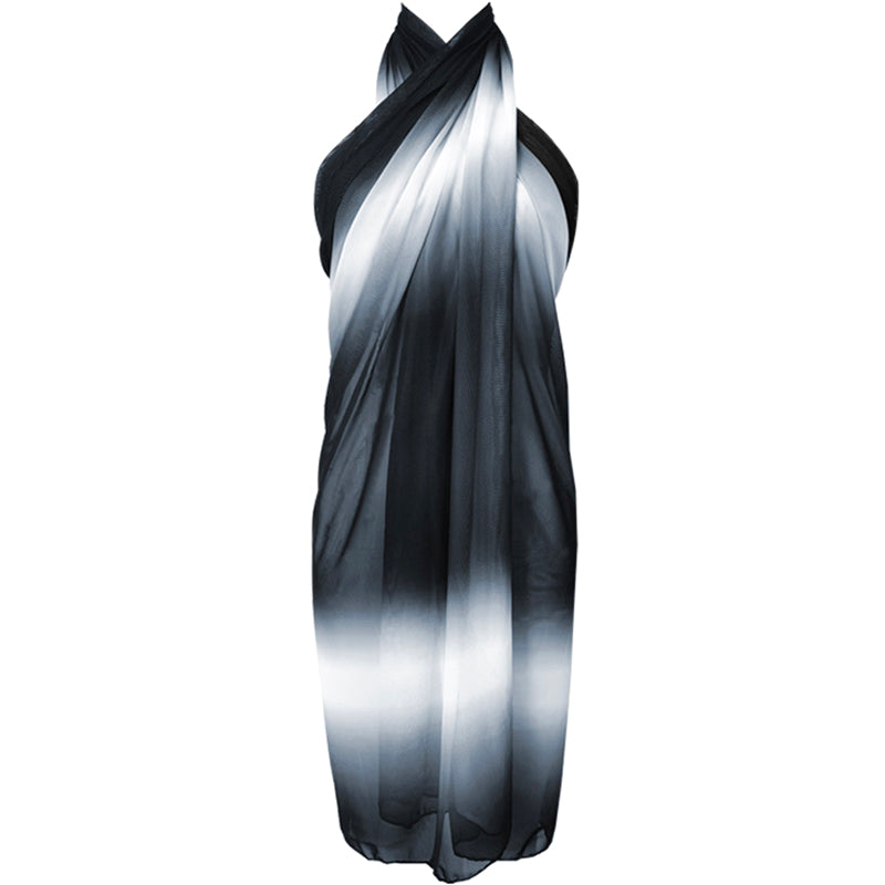 Monochrome Ombre Beach Sarong Wrap- Swim Cover Up