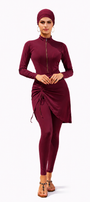 Inaya Modest Burkini 3-Piece Full Coverage Swim Set-Burgundy