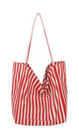 Striped Canvas Tote Bag – Red & White Narrow Stripes