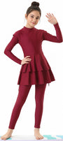 Aaliyah 3-Piece Kids' Modest Swimsuit-Ruby Red
