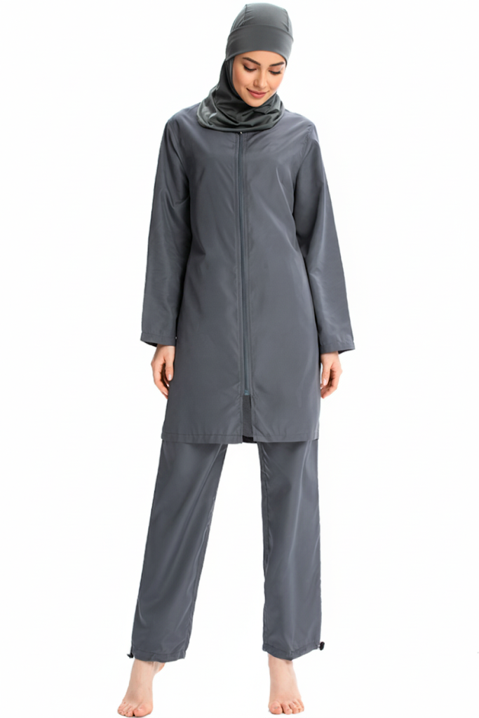 Quick-Dry UPF 3-Piece Surf Swimsuit – Steel Grey