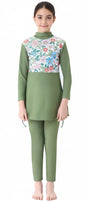 Rahma 3-Piece Kids' Modest Swimsuit-Olive Green