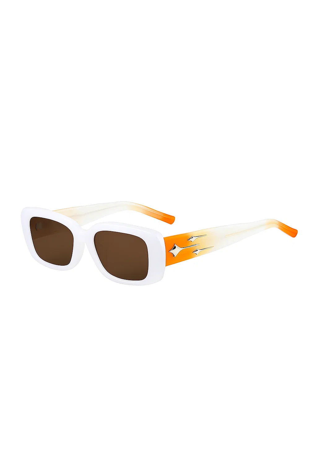 Tariq Star Gradient Frame Sunglasses  – White & Orange Gradient
